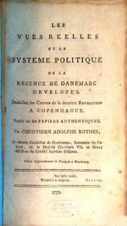 Les vues reelles ... de la regence de Danemark