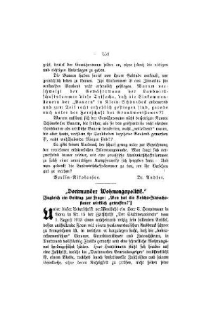 Dortmunder Wohnungspolitik