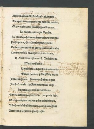 Finit vetus testamentum. Incipit novum
