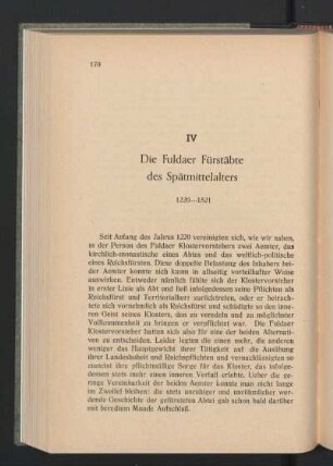 IV Die Fuldaer Fürstäbte des Spätmittelalters 1220 - 1521