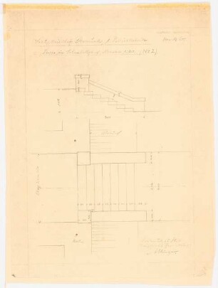 Hauptfriedhof, Dortmund: Treppe: Grundriss, Schnitt 1:20
