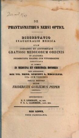 De phantasmatibus nervi optici : dissertatio inauguralis medica