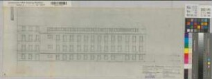 Münster (Münster) Um- und Erweiterungsbau der Chirurgischen Klinik der Universität Bettenflügel links Nordansicht 1959 1 : 100 30 x 77,5 Pause Staatshochbauamt Münster Regierung Münster Nr. 33952