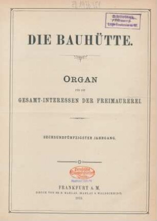 56. Jahrgang: Die Bauhütte
