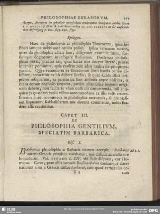 Caput III. De Philosophia Gentilium, Speciatim Barbarica