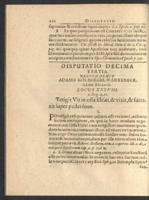 Disputatio Decima Tertia. Respondente Adamo Kolbergio, ...