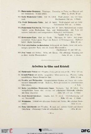 Arbeiten in Glas und Kristall (Nr. 580-604)