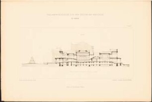 Reichstag, Berlin Erster Wettbewerb: Schnitt C D (aus: Sammelmappe hervorragender Konkurrenzentwürfe H. 4, 1882)