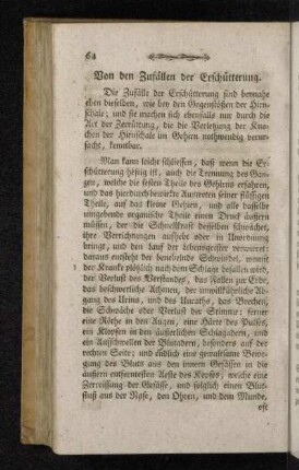 Von den Zufällen der Erschütterung.