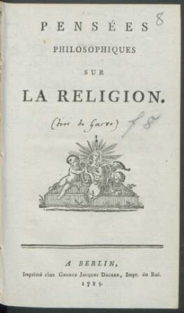 Pensées Philosophiques Sur La Religion