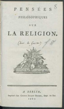 Pensées Philosophiques Sur La Religion