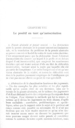 Chapitre VIII. - Le positif en tant qu' autocréation
