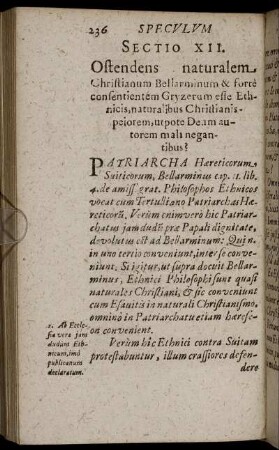 Sectio XII. Ostendens naturalem. Christianum Bellarminum & forrè consentientem Gryzerum este Ethenicis, naturalibus ...