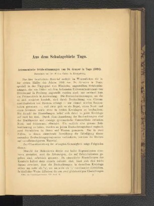 Astronomische Ortsbestimmungen von Dr. Gruner in Togo (1894).