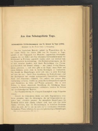 Astronomische Ortsbestimmungen von Dr. Gruner in Togo (1894).