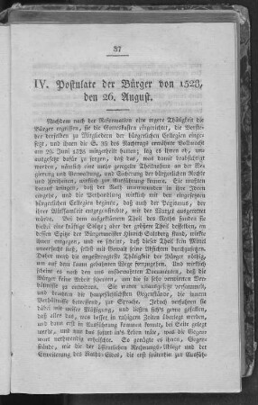IV. Postulate der Bürger von 1528, den 26. August