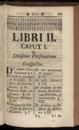 Caput I. De Divisione Personarum.