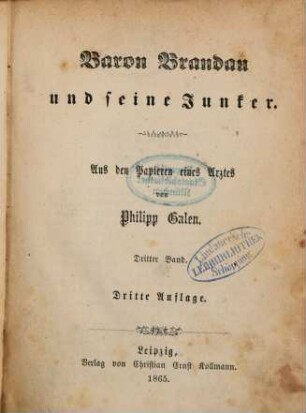 Baron Brandau und seine Junker : aus den Papieren eines Arztes, 3
