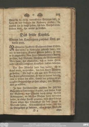Das dritte Kapitel. Worinn den Kunstrichtern zweymal Trotz geboten wird.