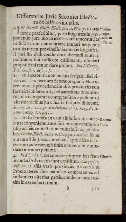 Differentiæ Iuris Saxonici Electoralis & Provincialis.