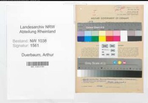 Entnazifizierung Arthur Duerbaum , geb. 18.10.1889 (Beamter)