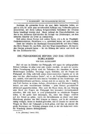 Die pädagogische Reform und das höhere Schulwesen