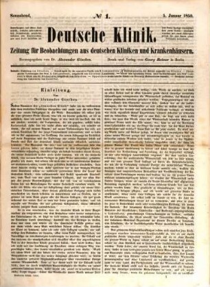 Deutsche Klinik : Zeitung für Beobachtungen aus deutschen Kliniken und Krankenhäusern. 2. 1850
