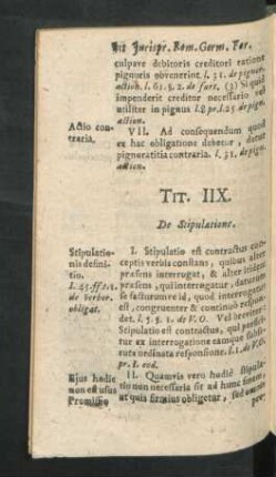 Tit. IIX. De Stipulatione