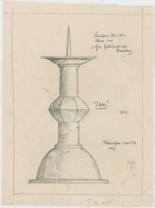 Bestelmeyer, German; Bamberg (Bayern); Ev. Erlöserkirche - Leuchter für den Altar (Ansicht)