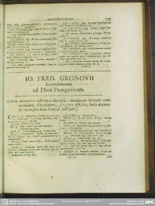 Io. Fred. Gronovii Emedationes ad Plinii Panegyricum