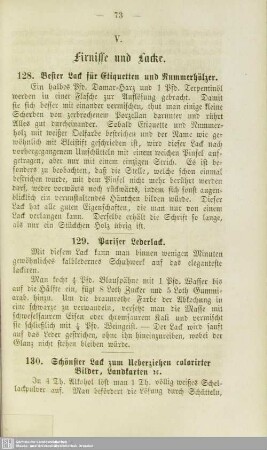 V. Firnisse und Lacke