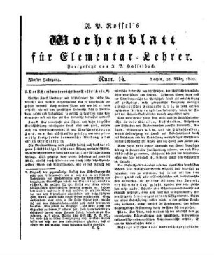 Der Schreibunterricht der Volksschule