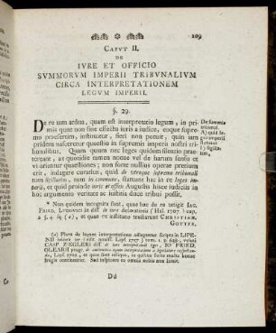 Caput II. De Iure Et Officio Summorum Imperii Tribunalium Circa Interpretationem Legum Imperii
