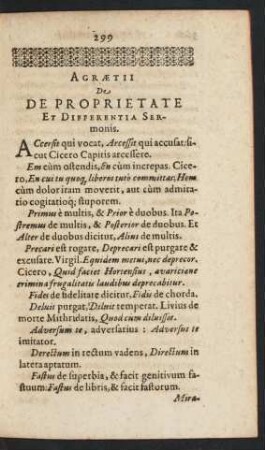 Agraetii De De Proprietate Et Differentia Sermonis