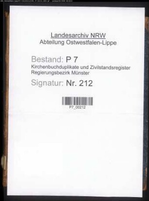 Zivilstandsregister der Munizipalität Altwarendorf (G 1814). (Gemeinde: Altwarendorf, Kreis Warendorf)