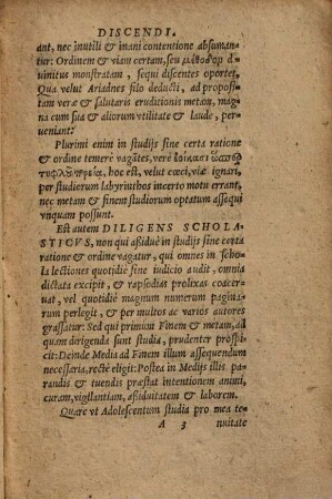 De ratione discendi et ordine studiorum in singulis artibus recte instituendo