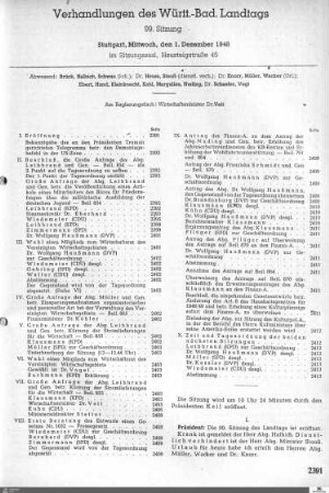 99. Sitzung, Stuttgart, 1.12.1948