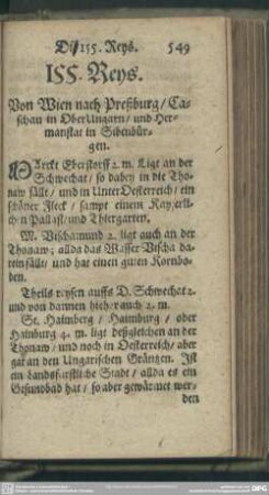 155. Reys. Von Wien nach Preßburg, Casschau in OberUngarn, und Hermanstar in Sibenbürgen