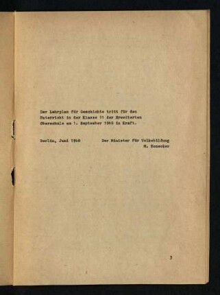 Der Lehrplan für ...