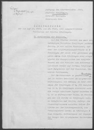 Pfeffingen-Burgfelden mit Margrethausen und Wannental: Pfarrbericht 1931