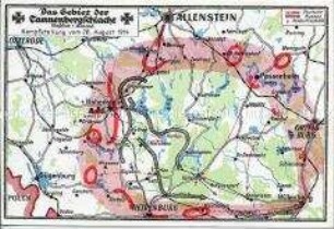 Karte zur Schlacht von Tannenberg