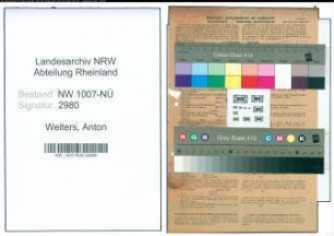 Entnazifizierung Anton Welters , geb. 10.11.1868 (Baeckermeister)