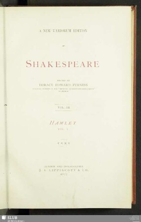 3: Hamlet : Vol. I, Text