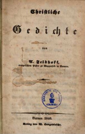 Christliche Gedichte, 1