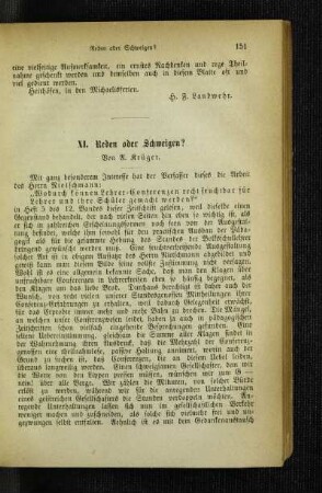 Reden oder Schweigen?