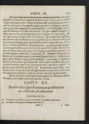 Caput XV. De affinibus Iuris Patronatus praesentatione, electione, & collatione.