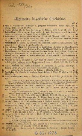 Katalog der Buch- und Antiquariats-Handlung von Theodor Ackermann, Promenadeplatz 10 in München, 203. Bavarica