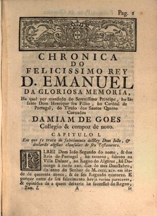 Chronica Do Serenissimo D. Emanuel, 1/2