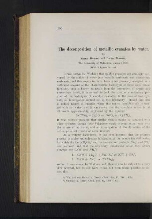 The decomposition of metallic cyanates by water.