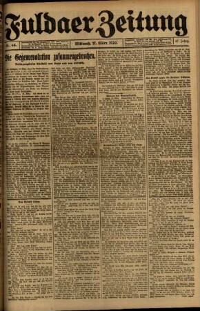 Ausgabe vom Mittwoch, den 17. März 1920.